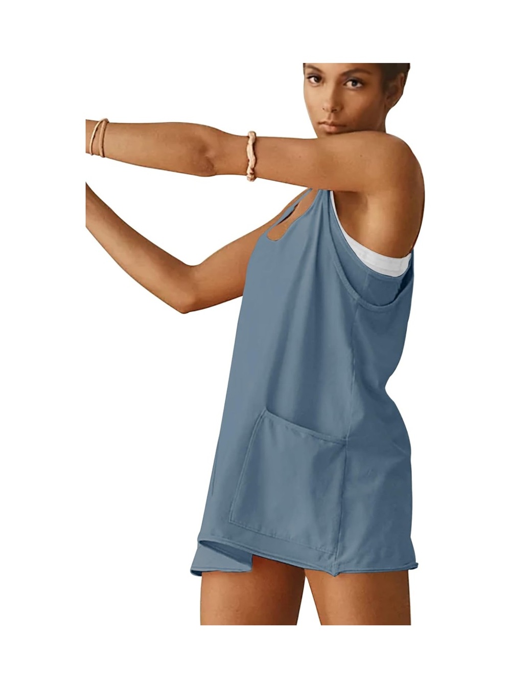 Amazon Women's Dusty Blue Sleeveless Pocket Sleep Tank
